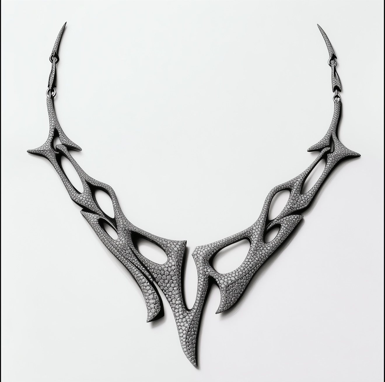 Black sculptural thorn necklace