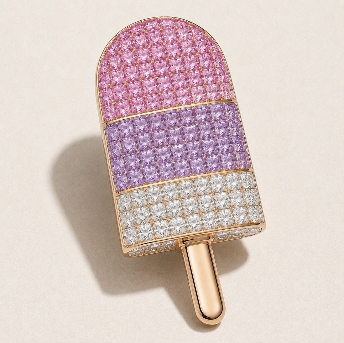 Ice lolly brooch in pastel stones